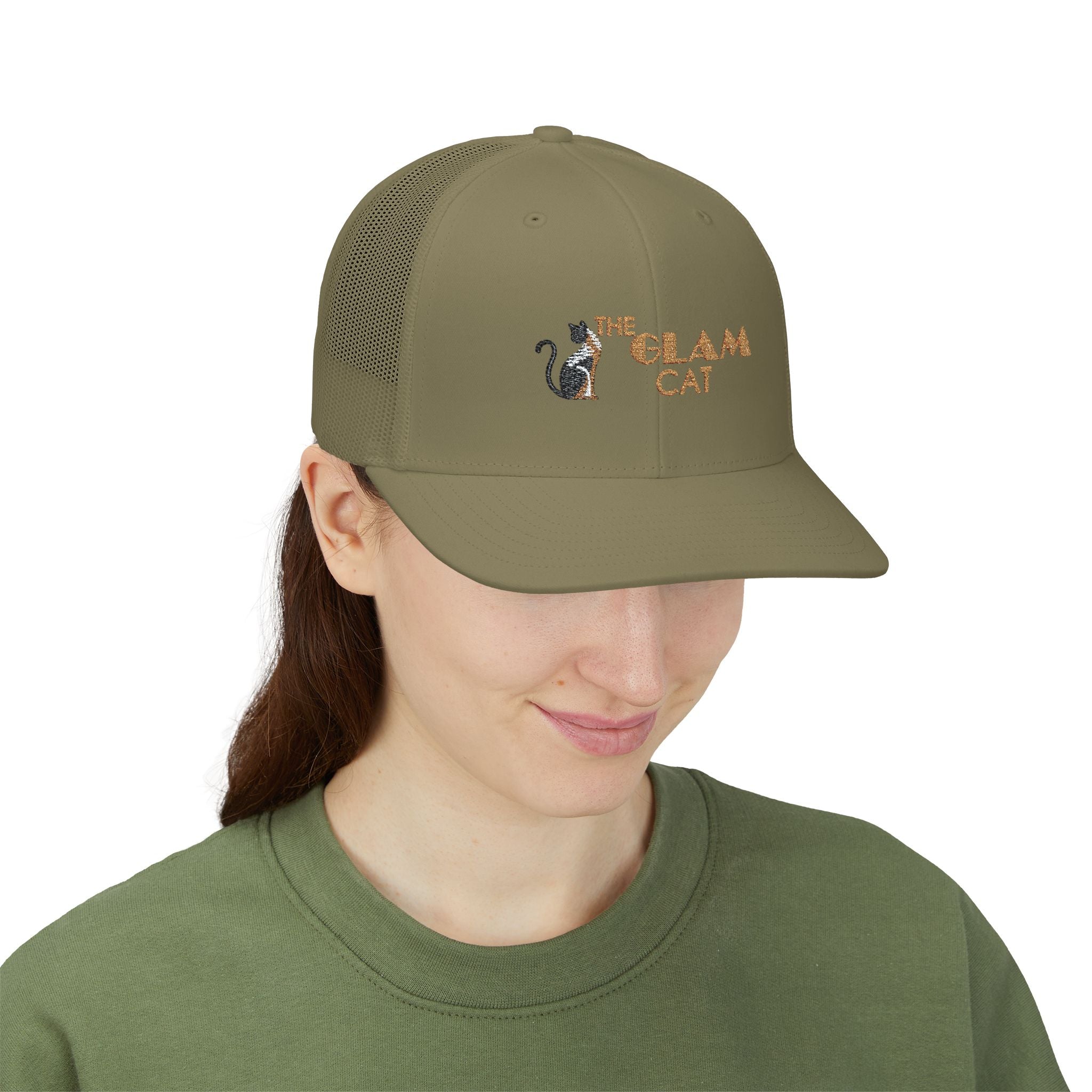 The Glam Cat Designer Embroidered Trucker Hat Snapback