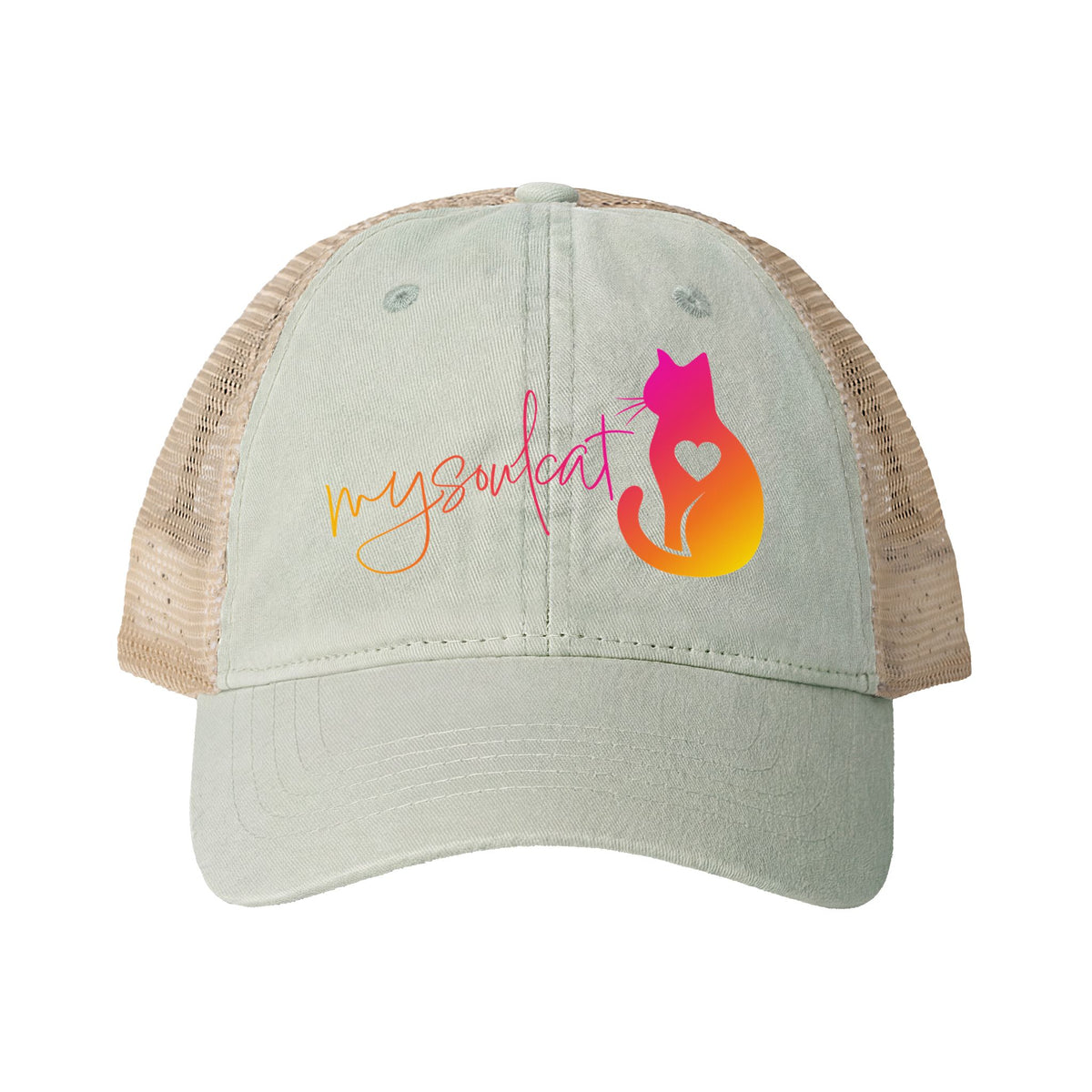 MySoulCat Washed Mesh-Back Cap — Sunset