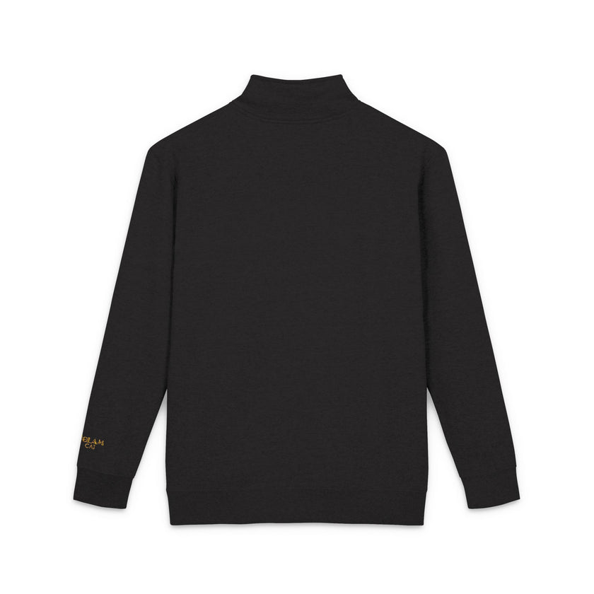 The Glam Cat Embroidered Unisex Quarter-Zip Fleece Pullover