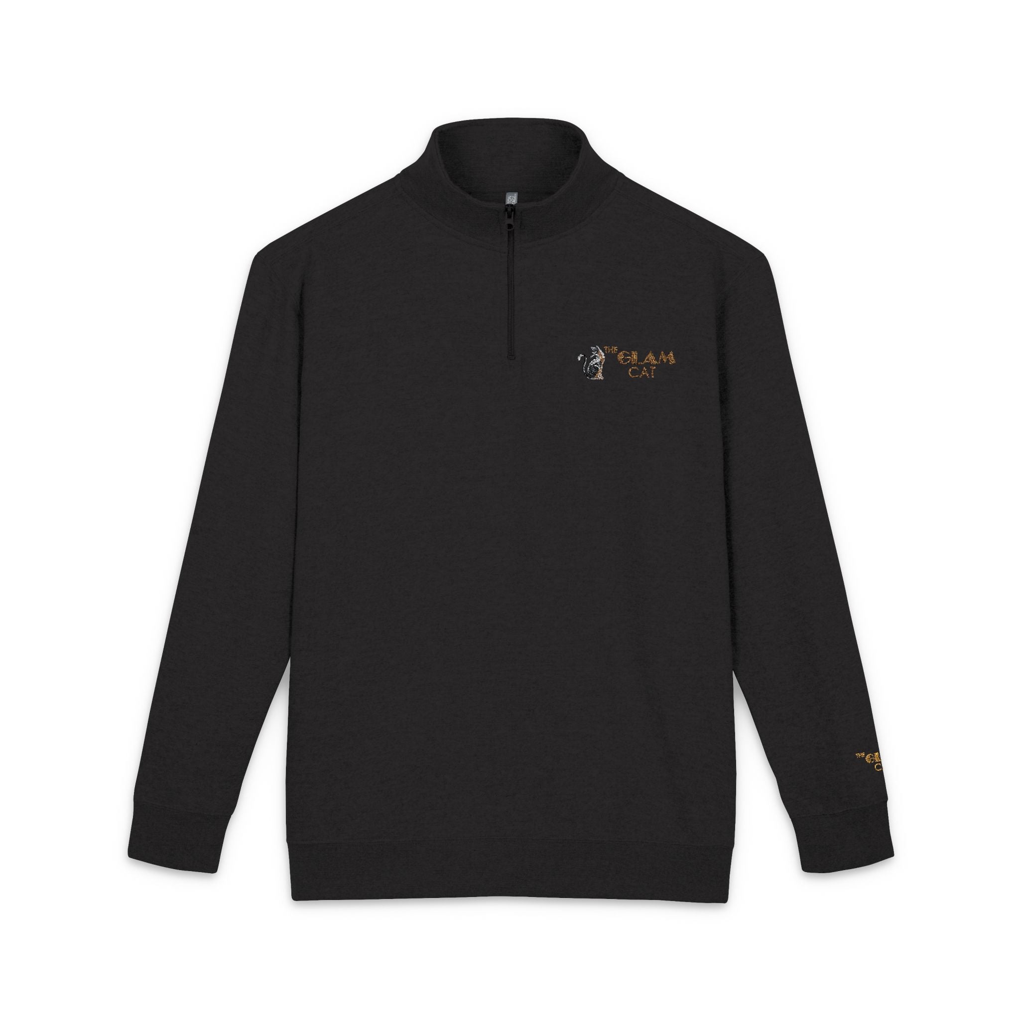 The Glam Cat Embroidered Unisex Quarter-Zip Fleece Pullover