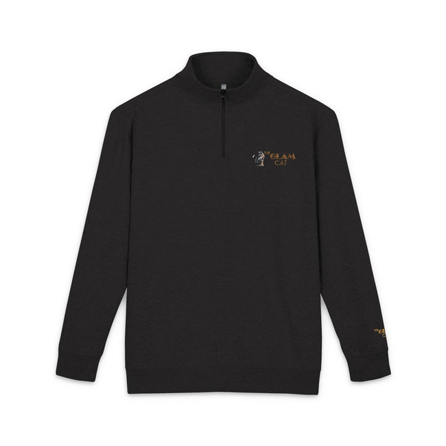 The Glam Cat Embroidered Unisex Quarter-Zip Fleece Pullover