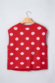 Polka Dot Drop Shoulder Buttoned Knit Sweater
