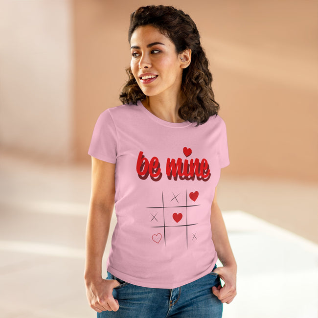 Be Mine Tic-Tac-Toe Valentine's Day Women's Cotton Tee