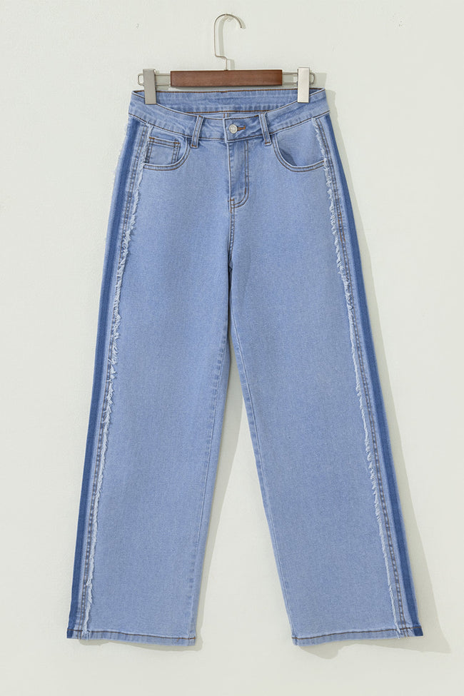 Trending Frayed Raw Edge Side Panel Jeans