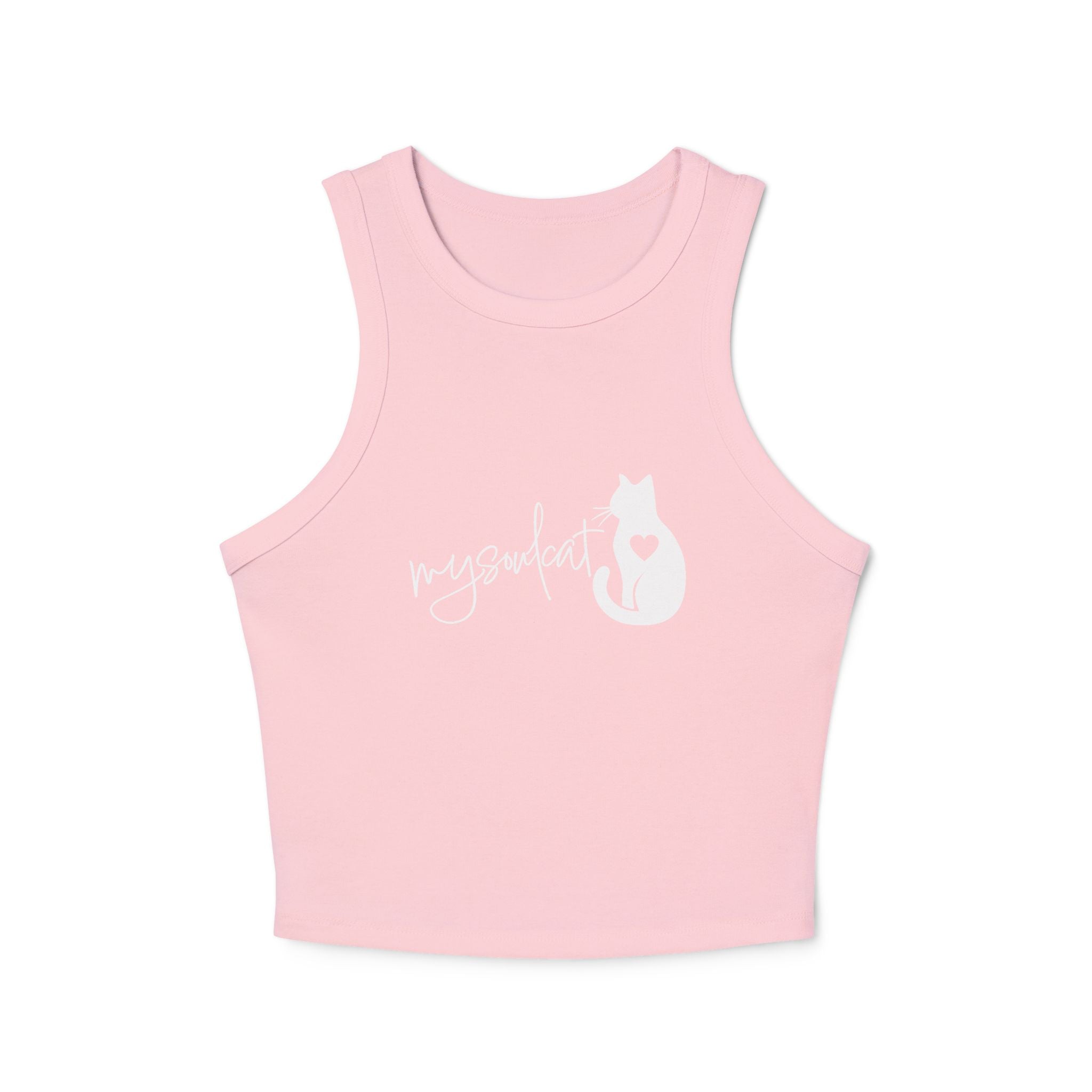 MySoulCat Women's Racerback Cropped Tank — White