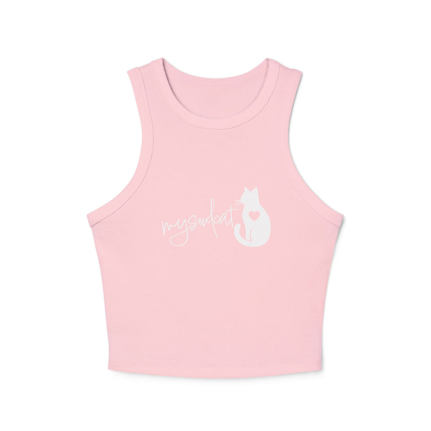 MySoulCat Women's Racerback Cropped Tank — White
