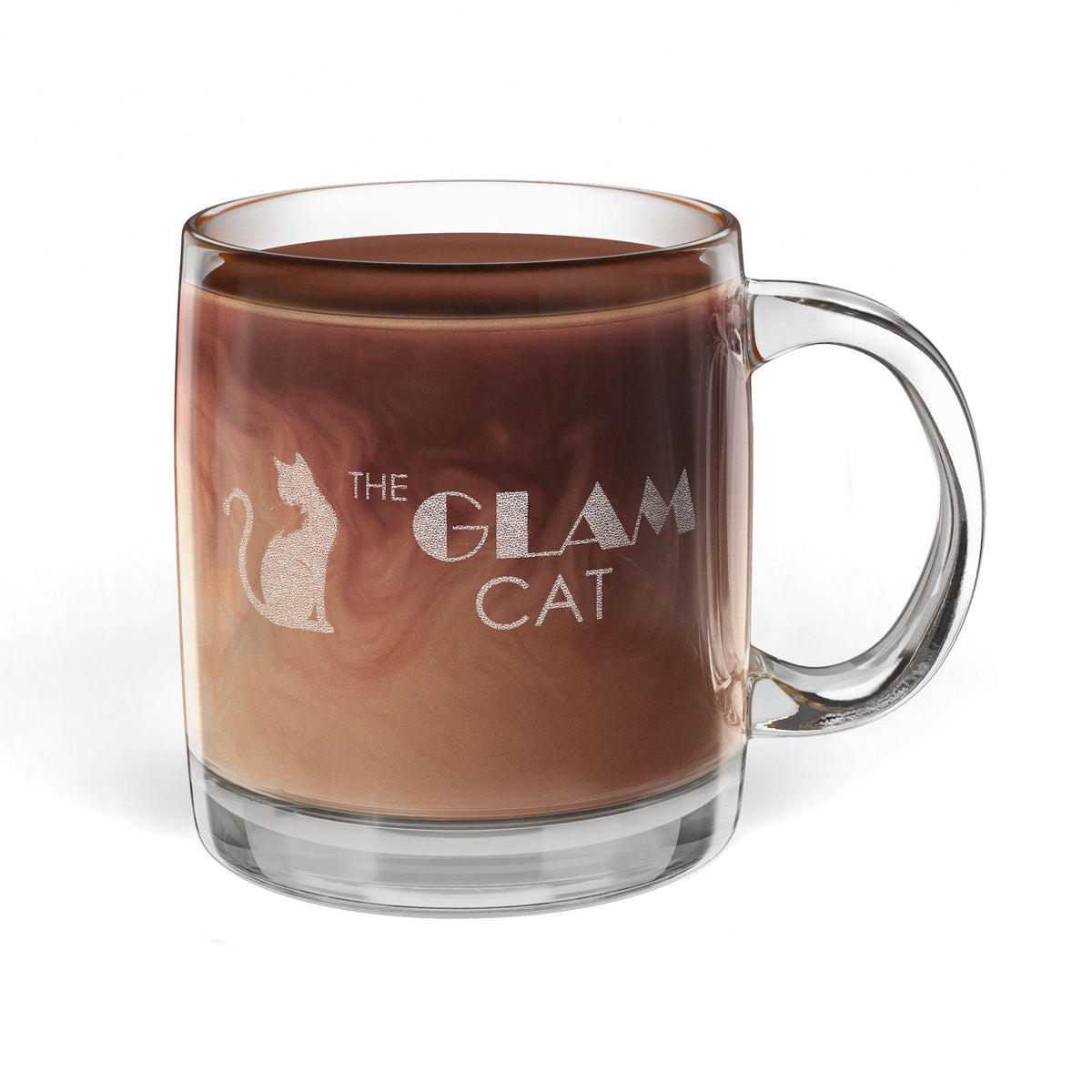 The Glam Cat engraved glass coffee mug