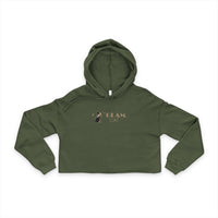 The Glam Cat raw hem cropped hoodie with branded chest artwork