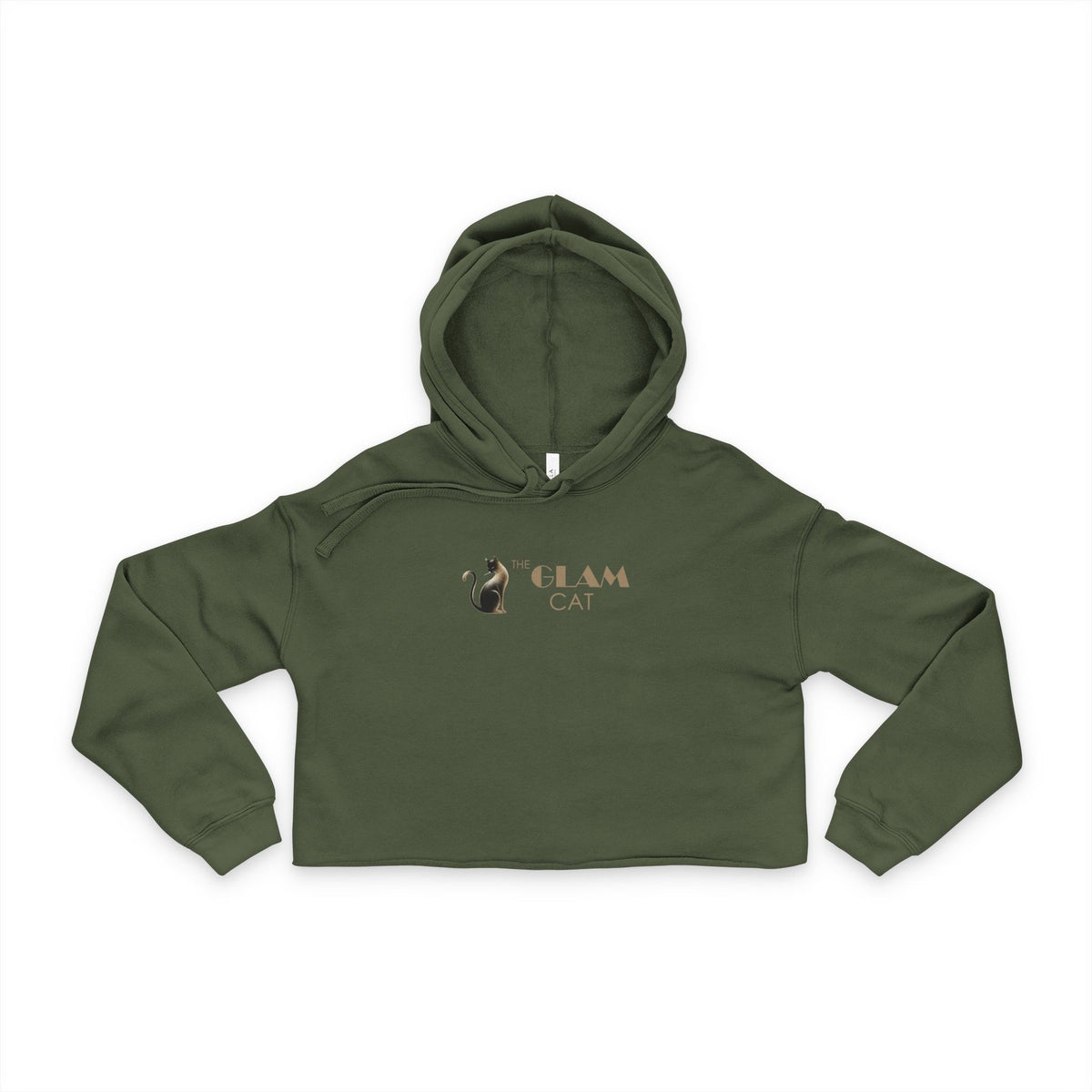 The Glam Cat raw hem cropped hoodie with branded chest artwork