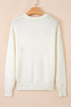 Pumpkin Embroidered Ribbed Holiday Sweater — product view 3