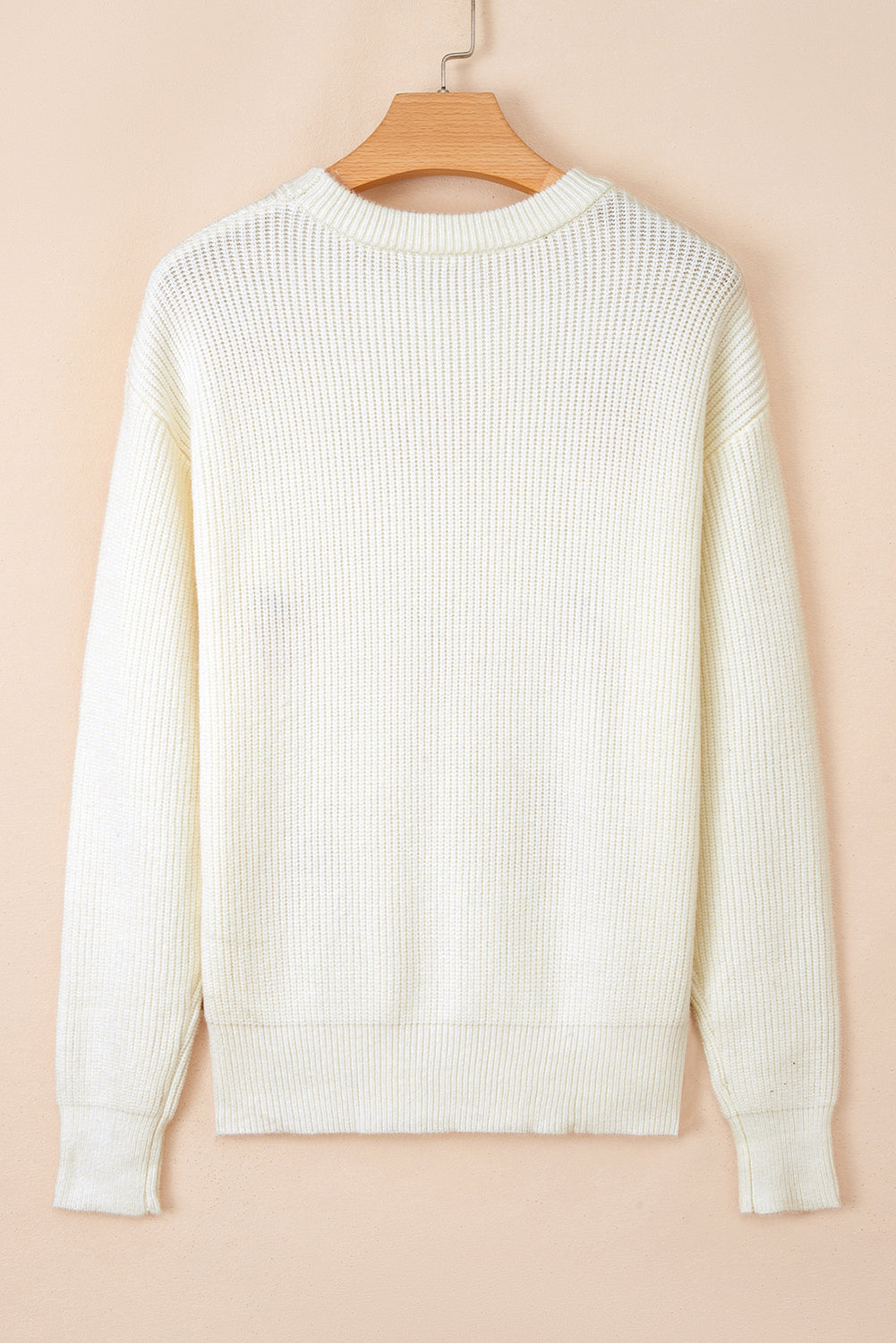 Pumpkin Embroidered Ribbed Holiday Sweater — product view 3