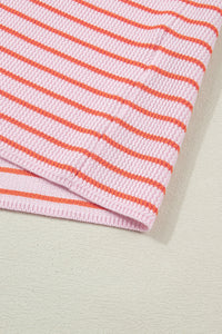 Striped textured-knit sleeveless sweater top