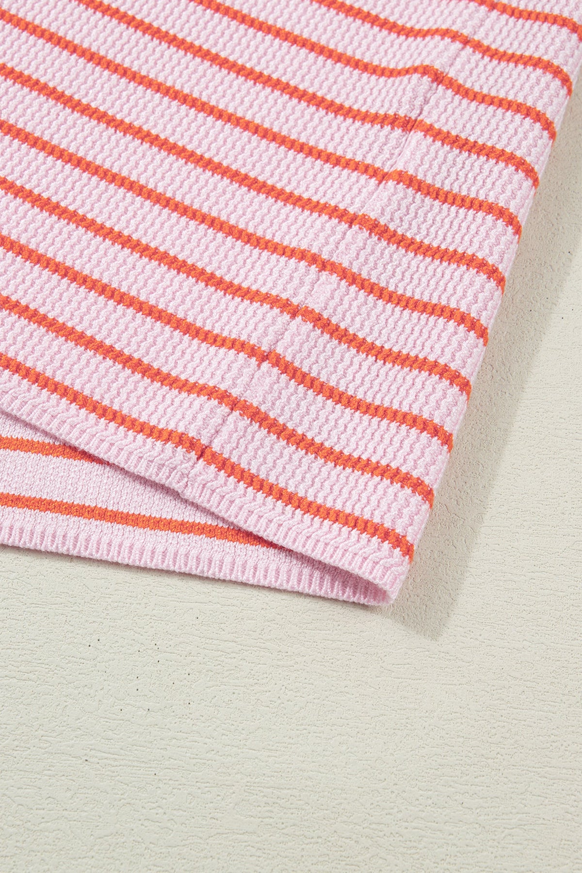 Striped textured-knit sleeveless sweater top