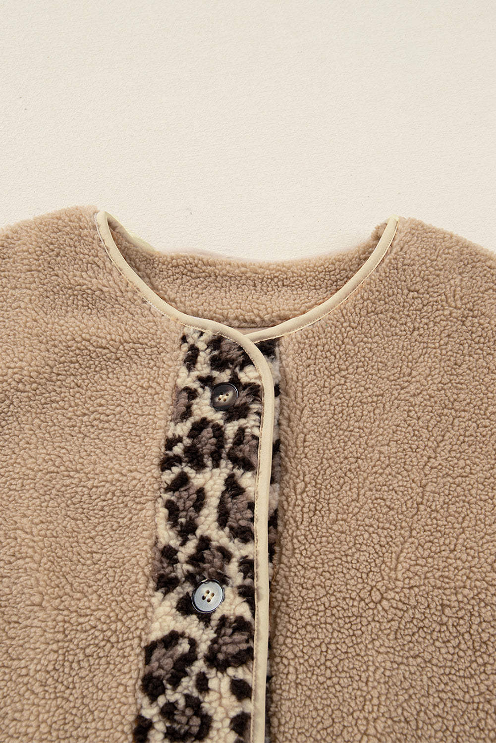 Leopard Trim Plush Pocket Jacket — Smoke Gray — product image 8