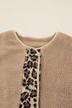 Leopard Trim Plush Pocket Jacket — Smoke Gray — product image 8