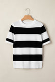Stripe Colorblock Knitted Short Sleeve T-Shirt