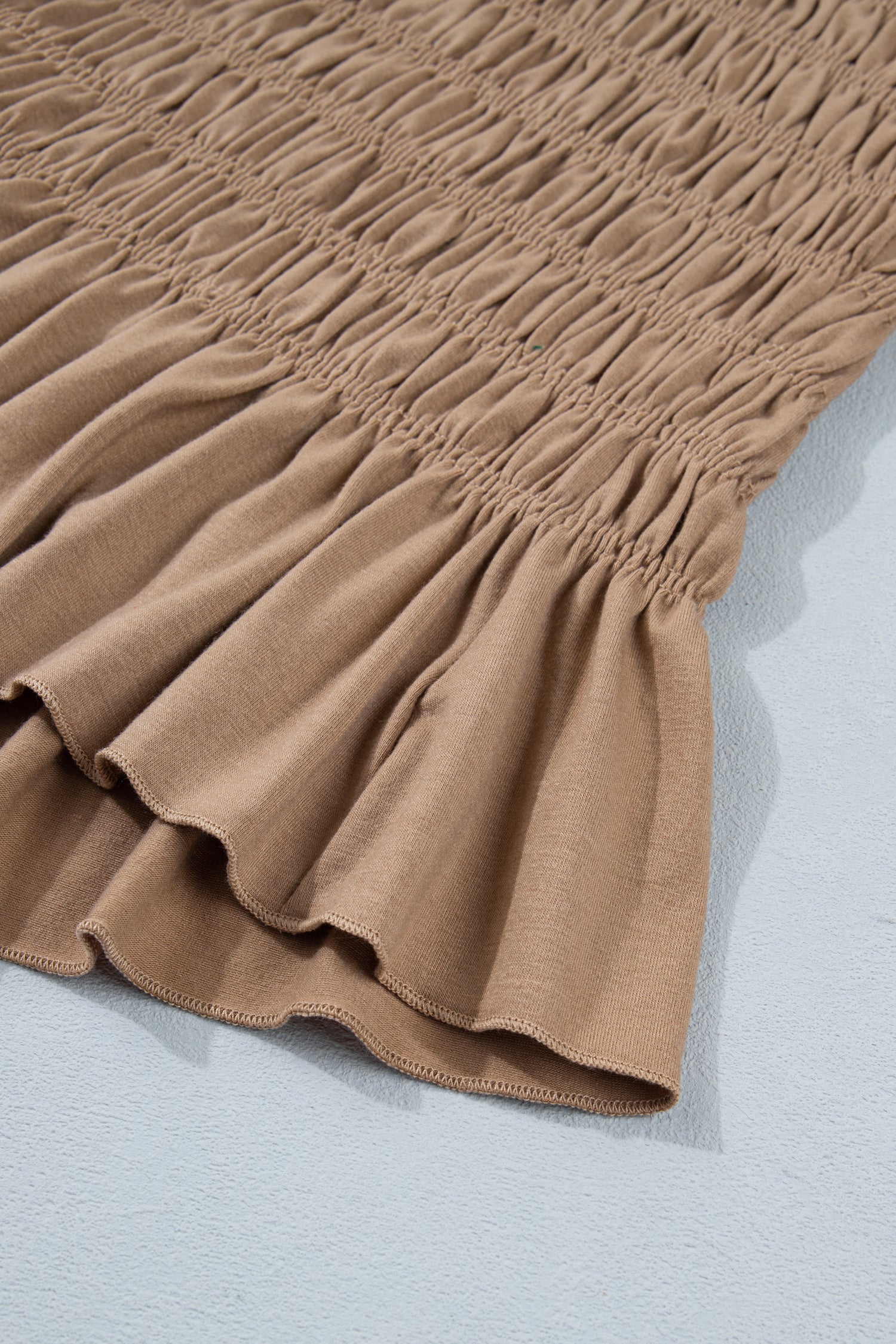 Solid Shirred Ruffle Peplum Hem Tank Top
