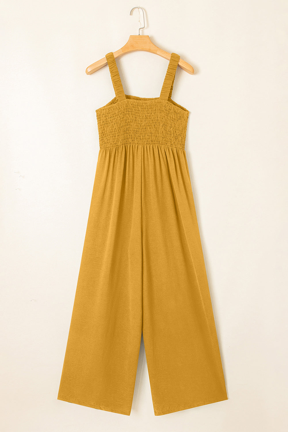 Smocked sleeveless wide-leg jumpsuit