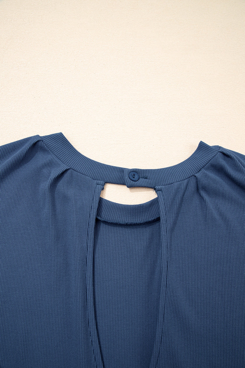 Solid Open-Back Cap Sleeve Knit Romper