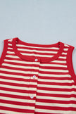 Stripe Ribbed Knit Buttoned Tank Top