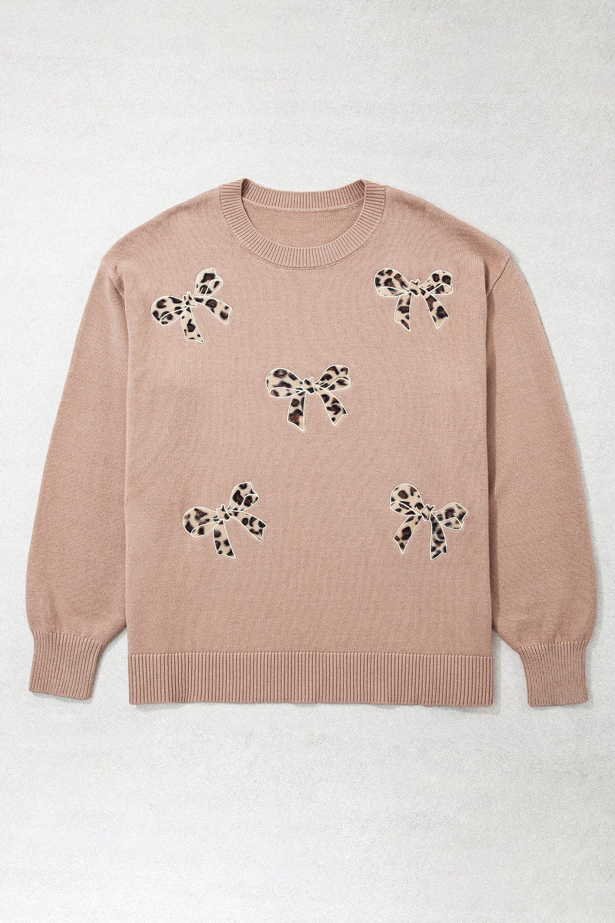 Leopard Bow Embroidered Sweater — Plus Sizes — Dark Khaki — product image 2
