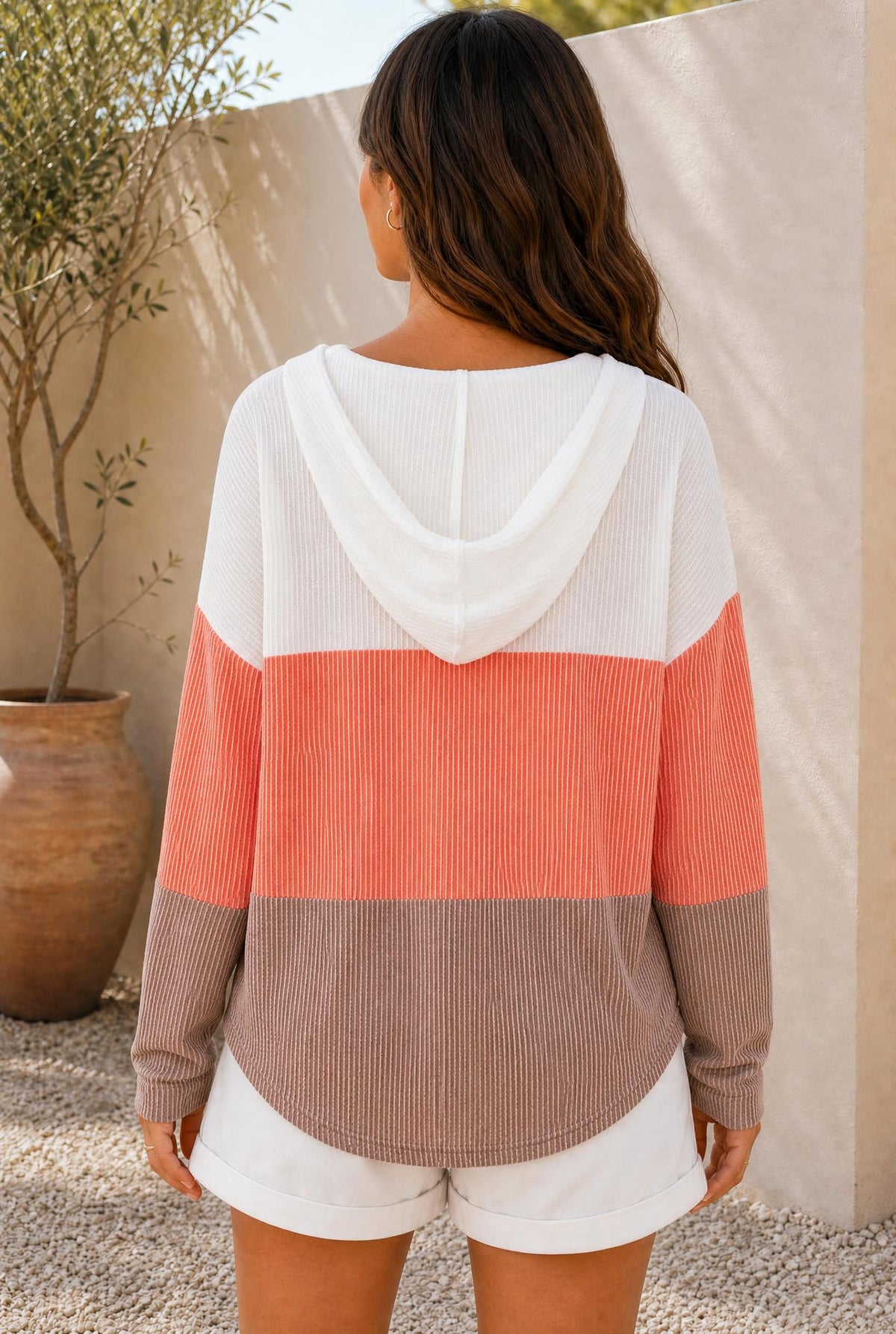 Chic Colorblock Hooded Knit Pullover — The Glam Cat