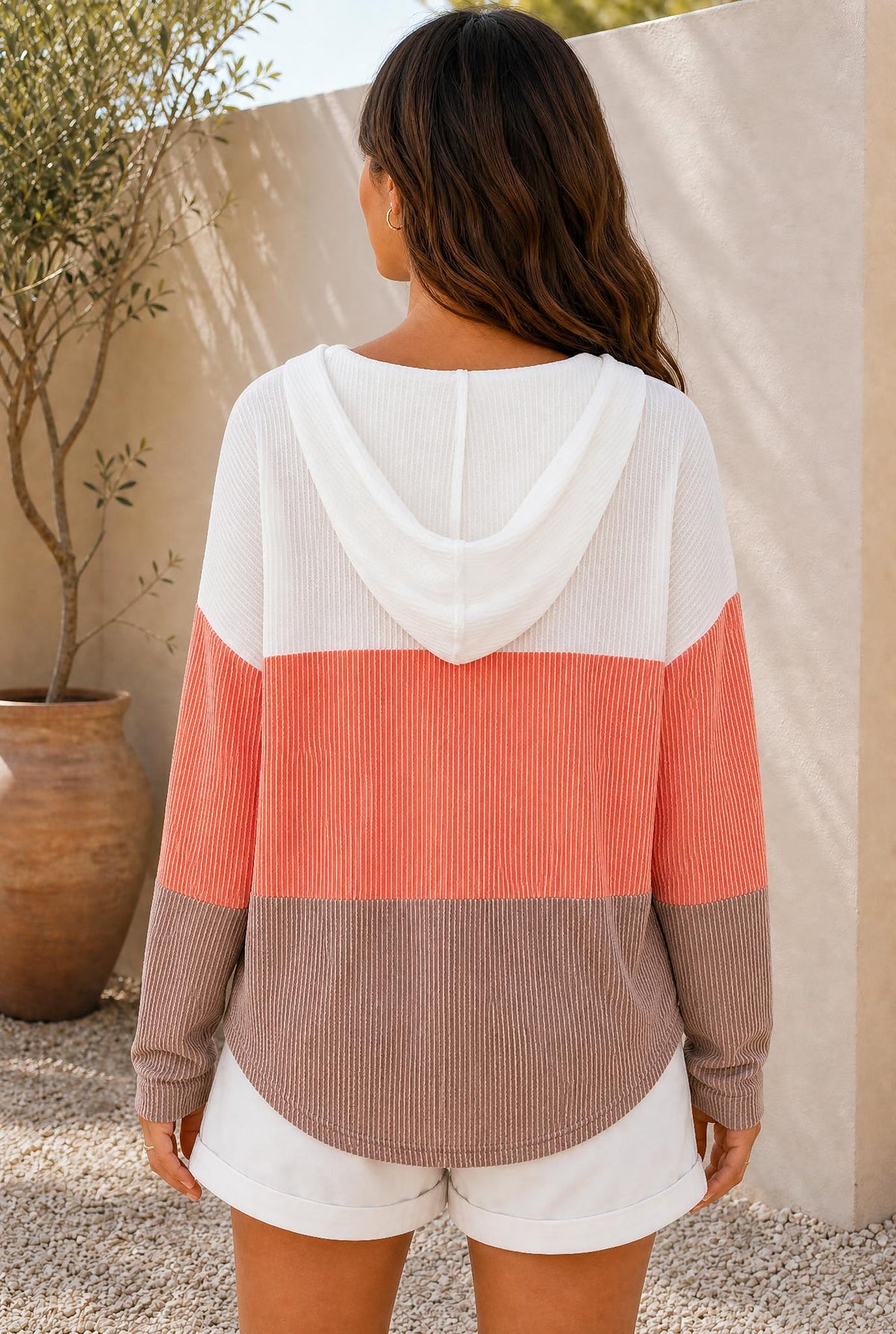 Chic Colorblock Hooded Knit Pullover — The Glam Cat