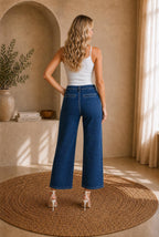 Button Front High Waist Cropped Jeans — The Glam Cat