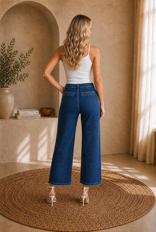 Button Front High Waist Cropped Jeans — The Glam Cat