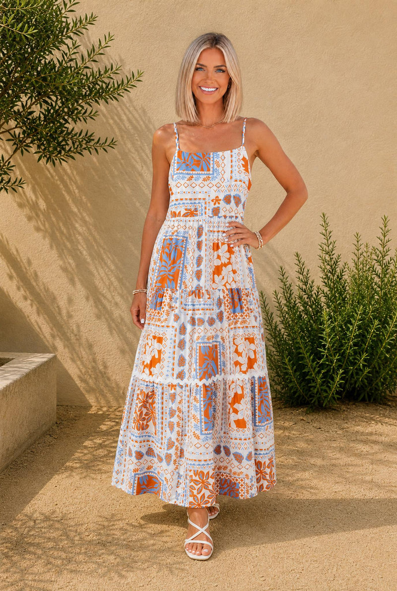 Floral Ricrac Trim Spaghetti Strap Dress — The Glam Cat