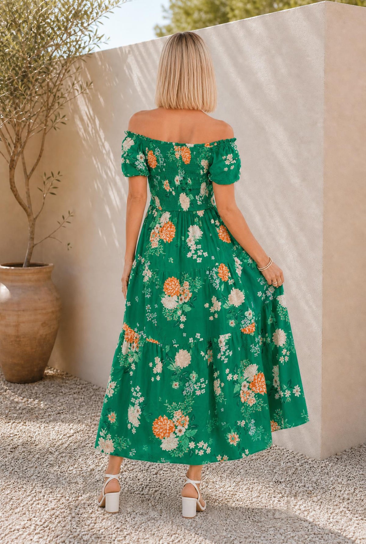 Floral Bubble Sleeve Smocked Tiered Dress — The Glam Cat