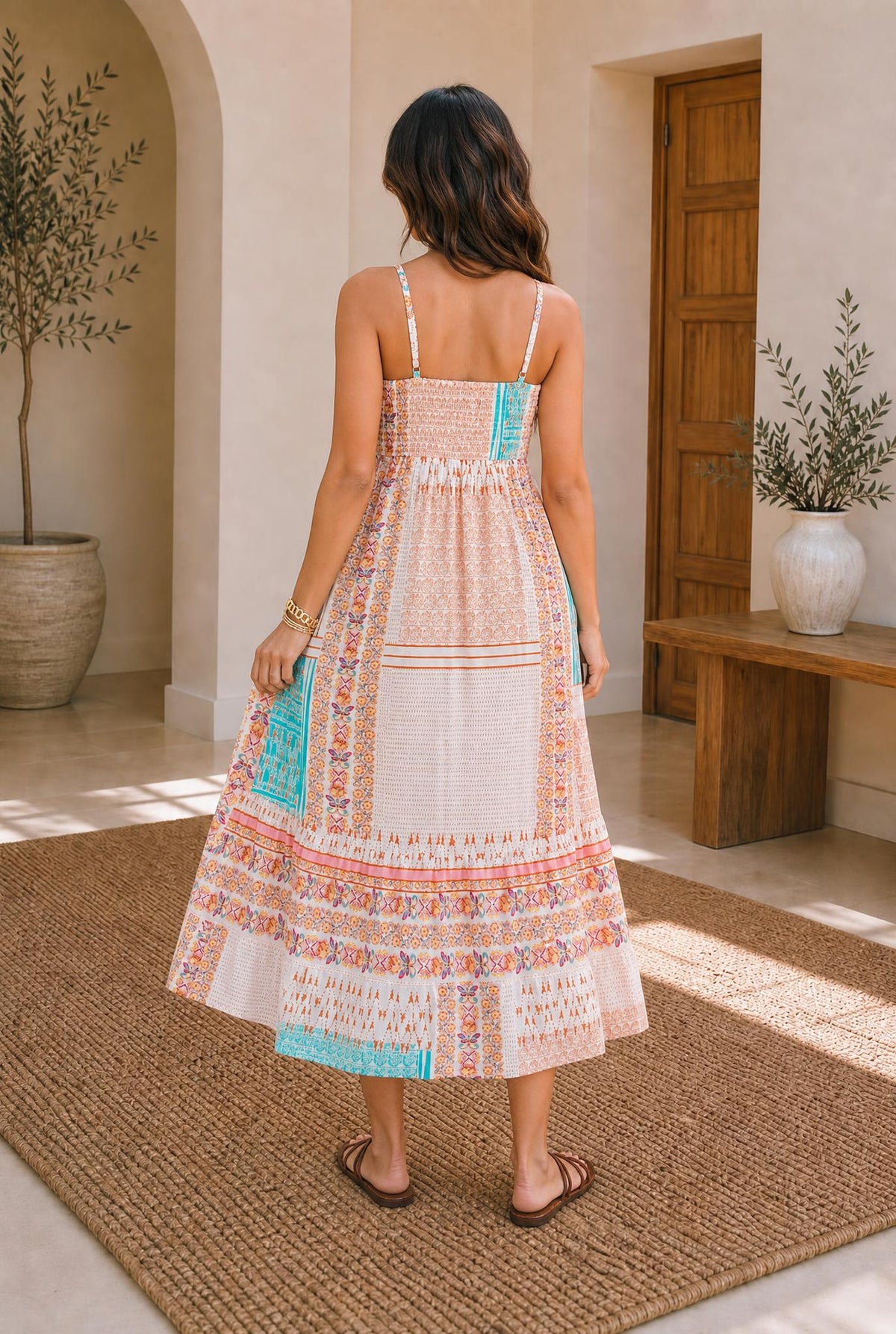 Boho Floral Patchwork Square Neck Sundress — The Glam Cat
