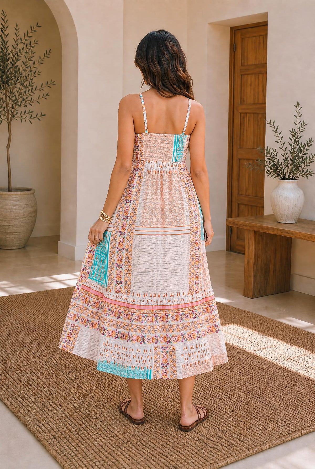 Boho Floral Patchwork Square Neck Sundress — The Glam Cat