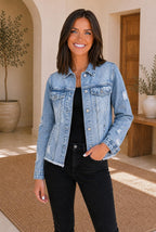 Raw Hem Distressed Denim Jacket — The Glam Cat
