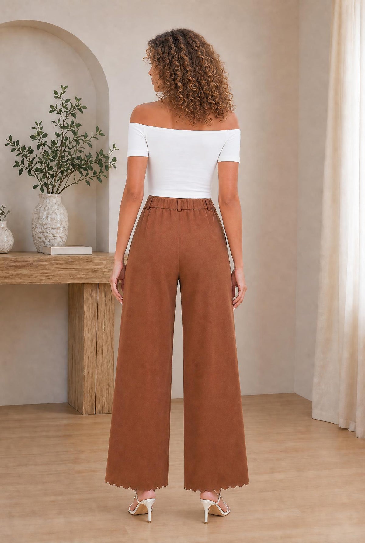Scalloped Edge High Waist Trousers — The Glam Cat