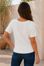 Western Floral Scalloped Neck Knit Top — The Glam Cat