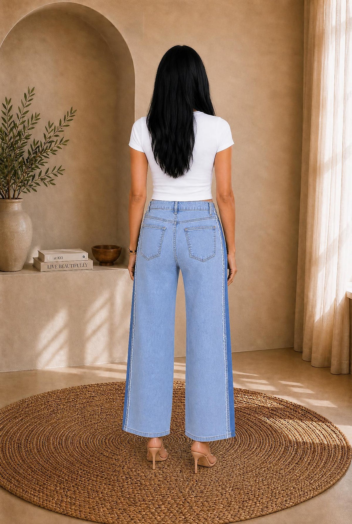 Frayed Raw Edge Side Panel Jeans — The Glam Cat