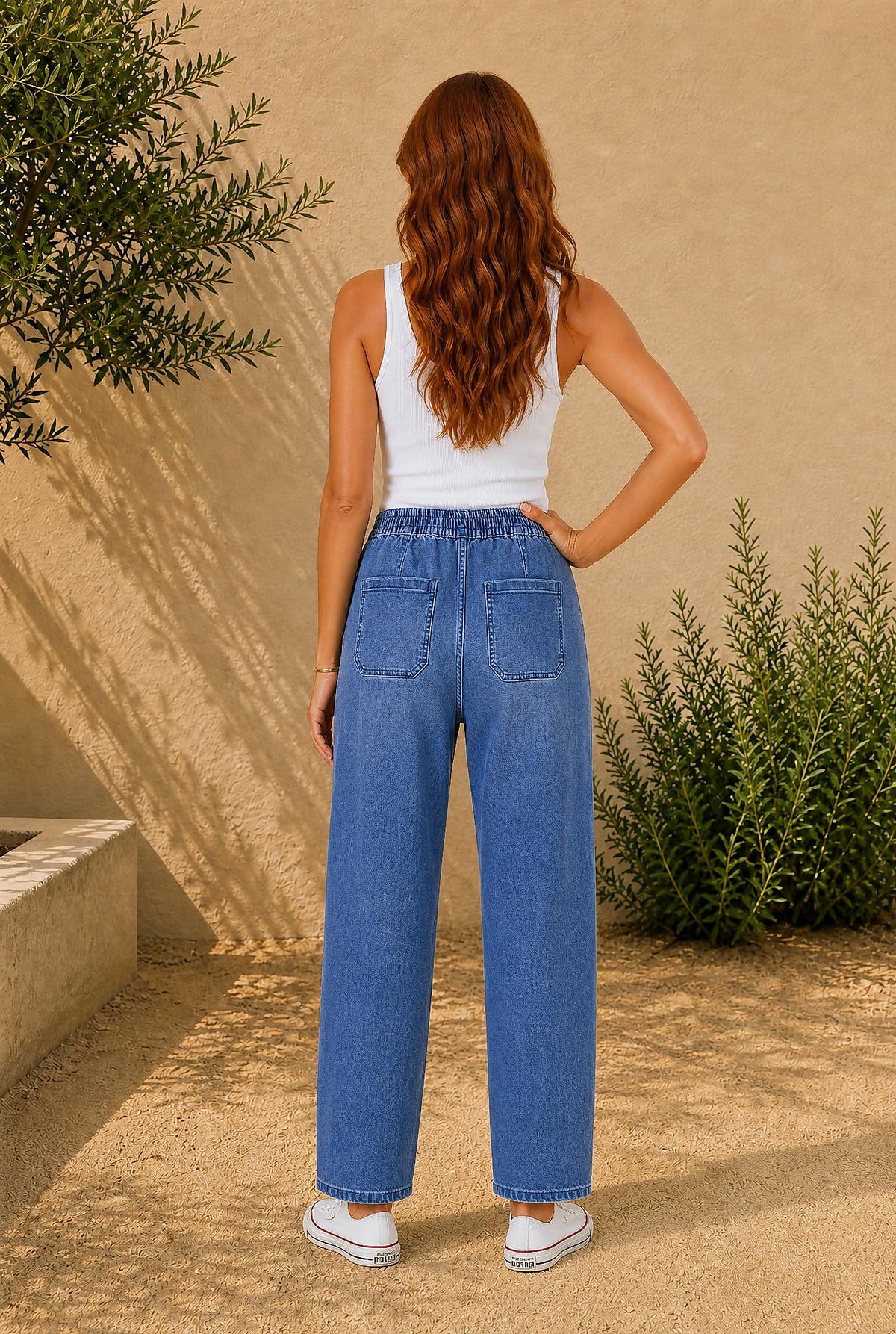 Drawstring Ankle Length Denim Pants — The Glam Cat