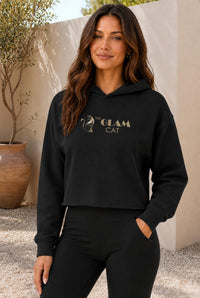 The Glam Cat Designer Raw Hem Cropped Hoodie — The Glam Cat