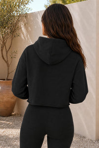 The Glam Cat Designer Raw Hem Cropped Hoodie — The Glam Cat