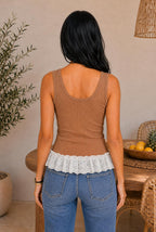 Sweet Lace Hem Ribbed Knit Tank — The Glam Cat