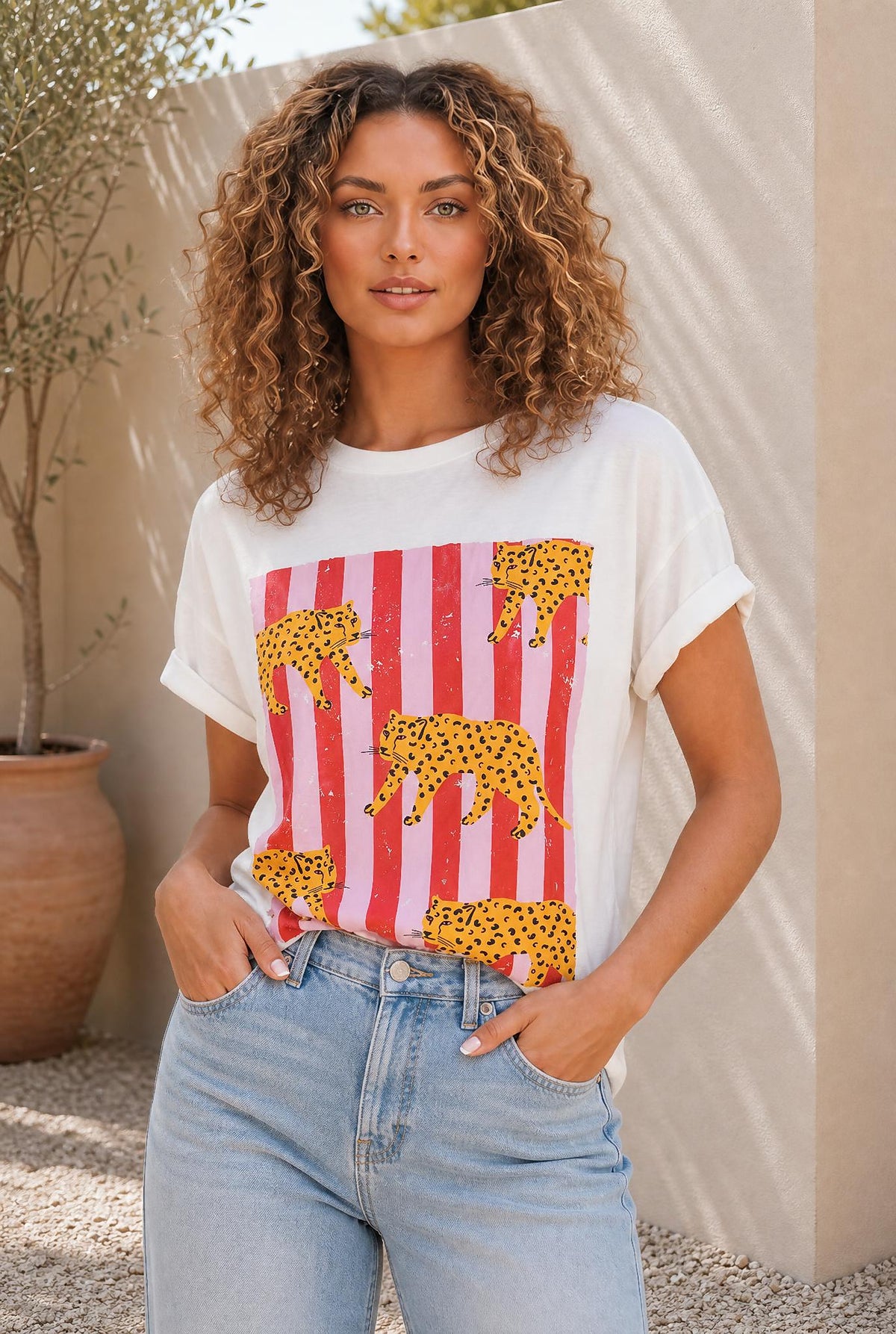 Cheetah Stripe Retro Tee — The Glam Cat