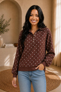 Chic Polka Dot Pullover Sweatshirt — The Glam Cat