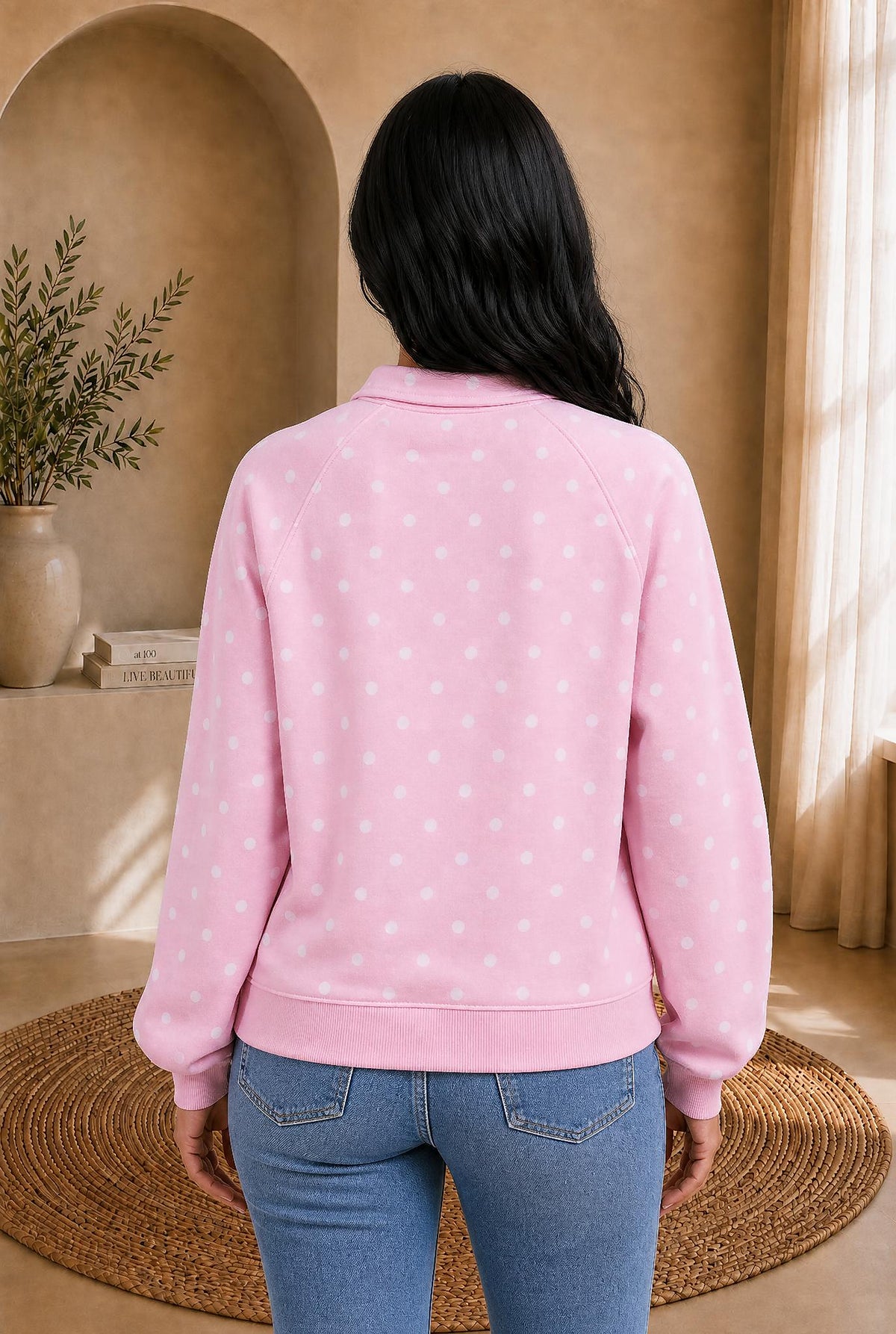 Chic Polka Dot Pullover Sweatshirt — The Glam Cat