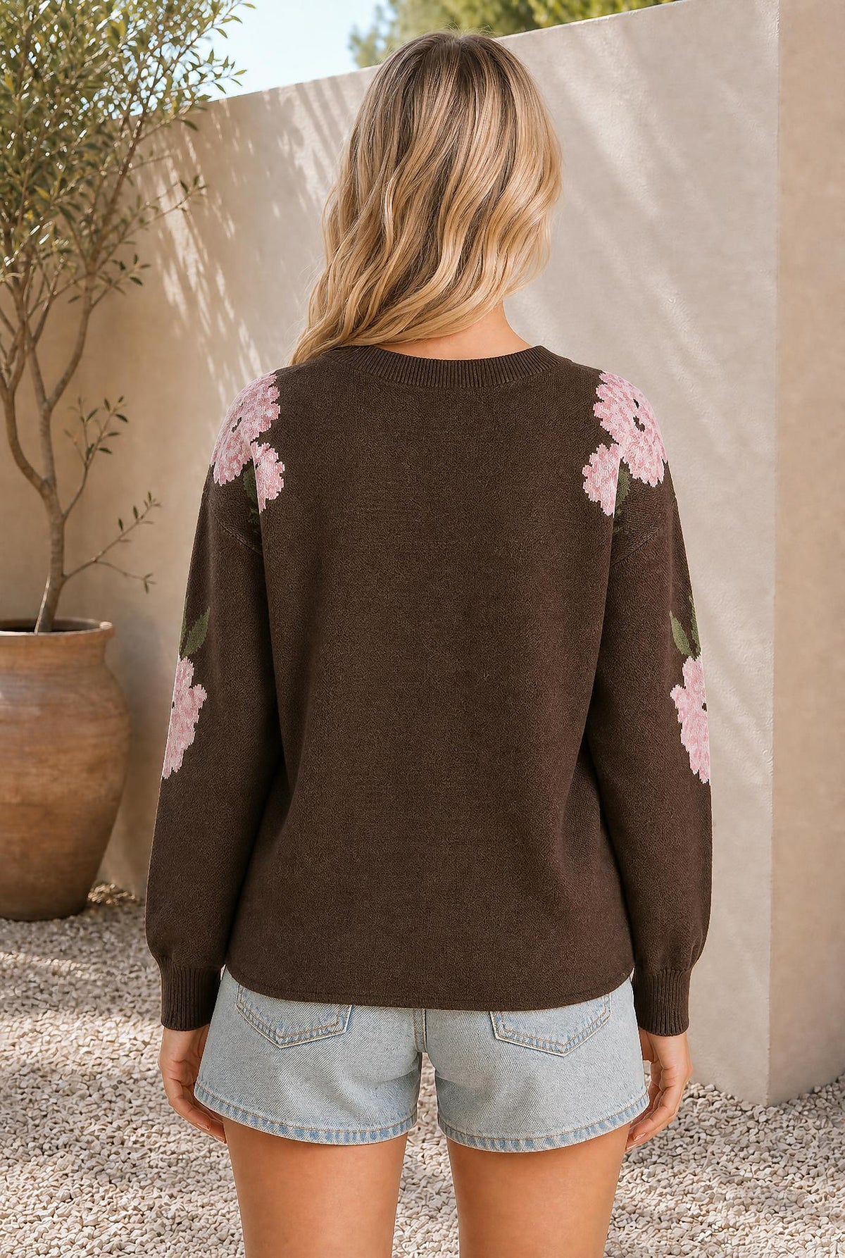 Floral Drop Shoulder Knit Sweater — The Glam Cat