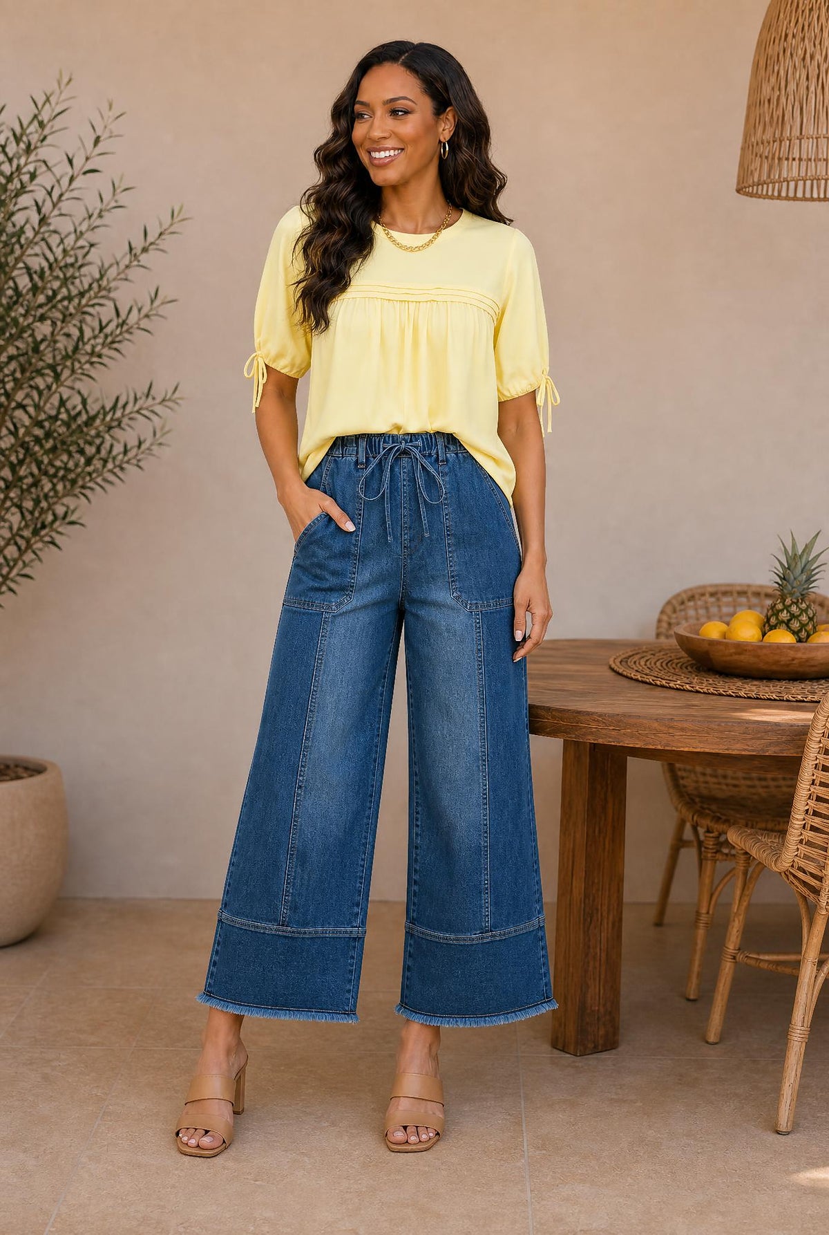 Raw Hem Denim Wide Leg Pants — The Glam Cat