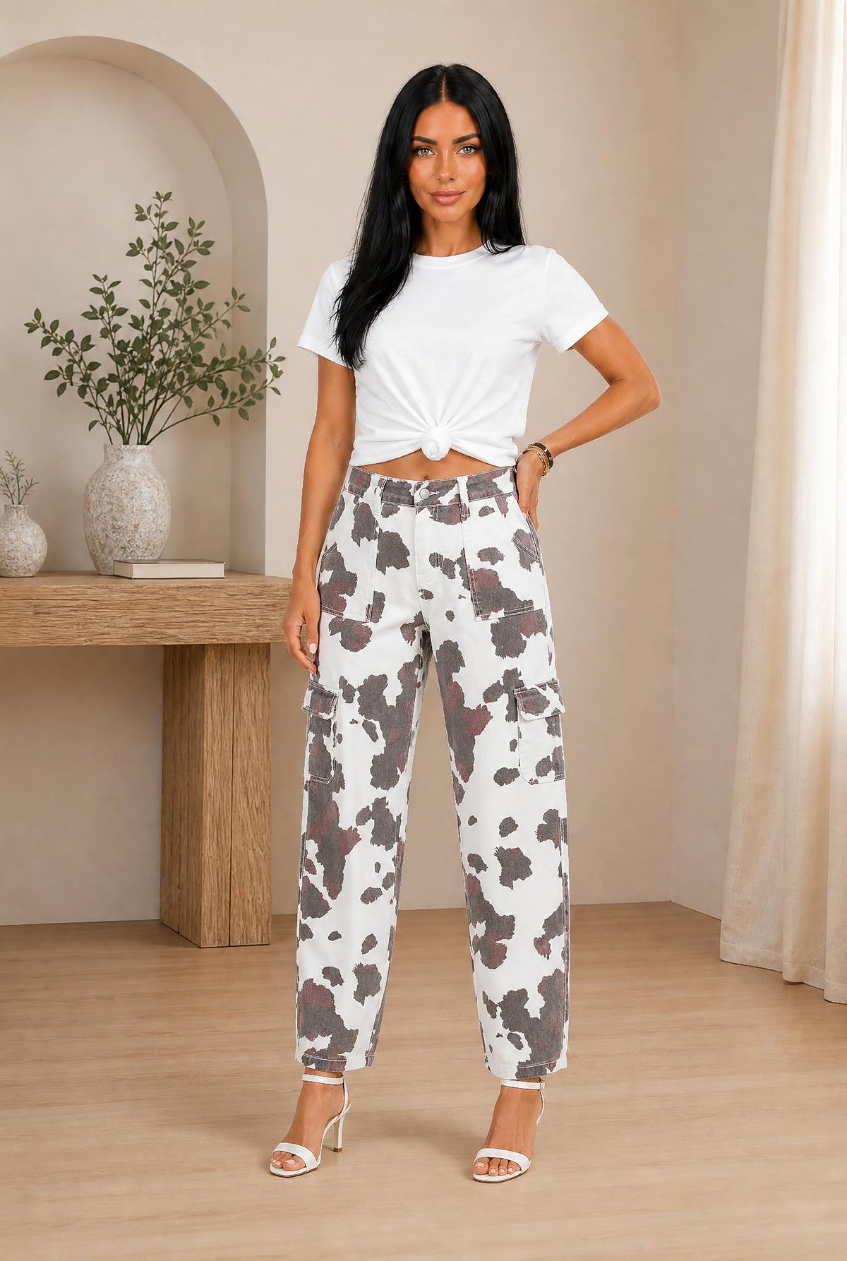 Cow Spot Western Cargo Pocket Jeans — The Glam Cat