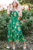 Floral Bubble Sleeve Smocked Tiered Dress