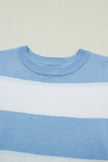 Stripe Colorblock Knitted Short Sleeve T-Shirt