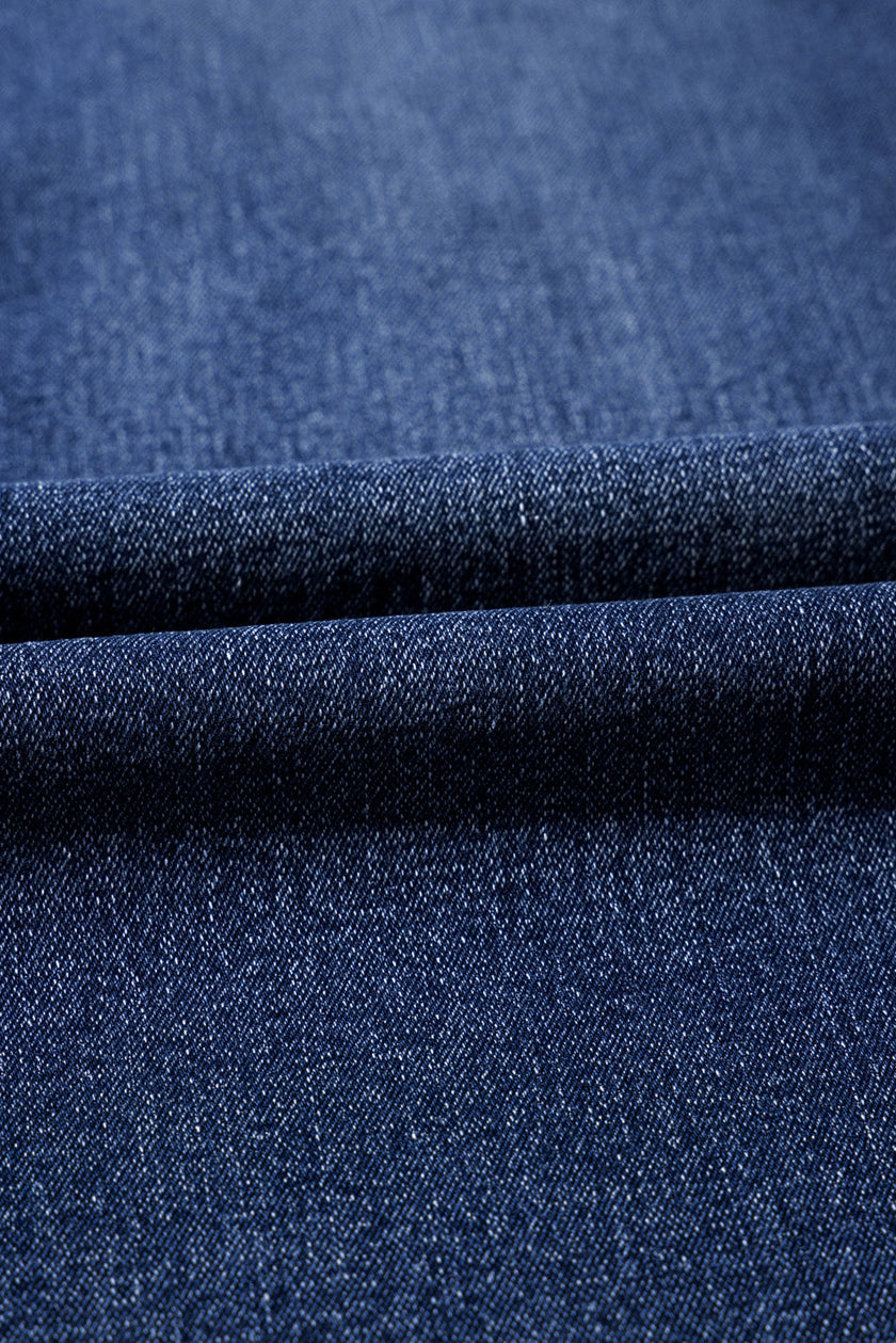 Denim Patch Pocket Wide Leg Jeans